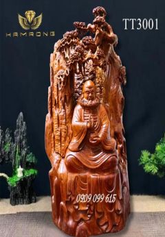 Tượng Đạt Ma ngồi thiền gỗ hương 