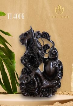 Tượng rồng ôm châu gỗ trắc 