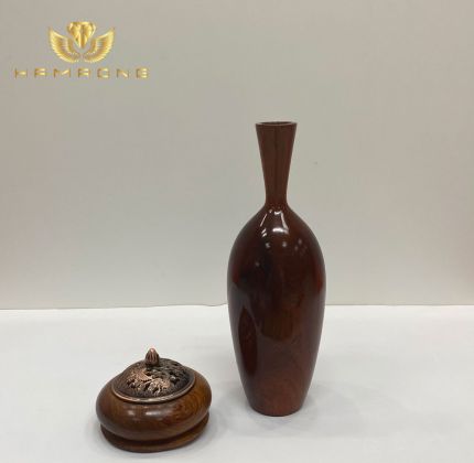 Lục bình phong thủy lũa gỗ hương 